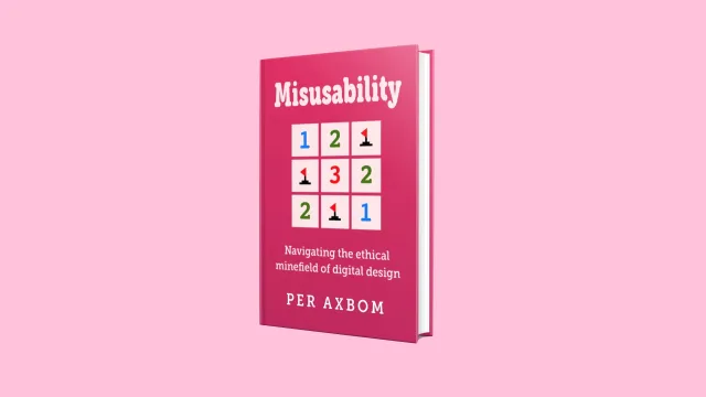 Misusability – navigating the ethical minefield of digital design: Cover of the planned book, a pink book with a grid of numbers like a minesweeper game. The book was never finished.
