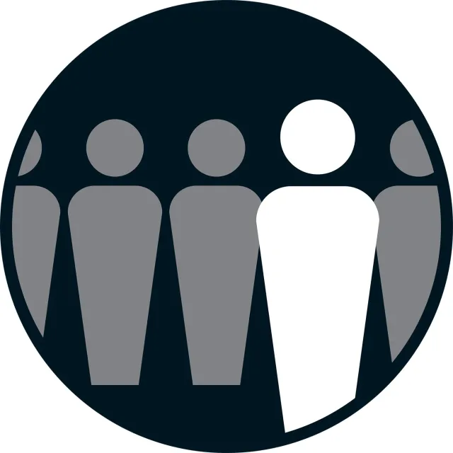 Cover art: the Državljan D logo, a row of gray figures with one in white, in a dark circle.