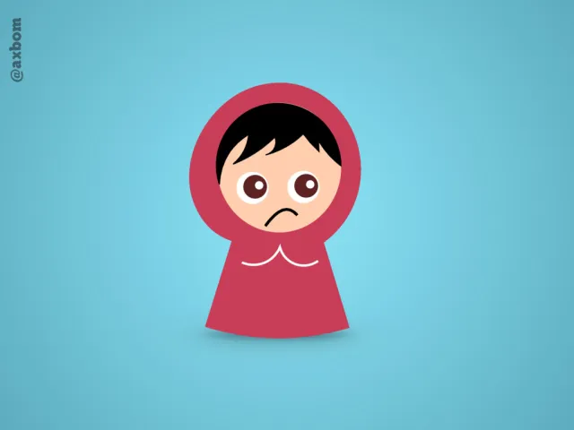 So why is she sad?: Red Riding Hood, frowning.