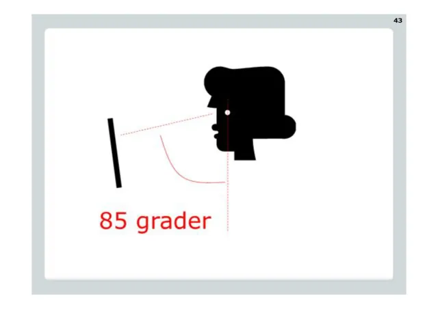 Reading angle: 85 degrees: The same silhouette looking straight ahead at a screen, at 85 degrees – one reason reading on screen is harder.